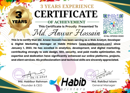 3 Years Experience of Habib Printers
