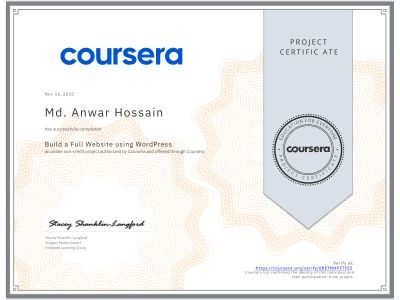 alt="WordPress Coursera Certificate"